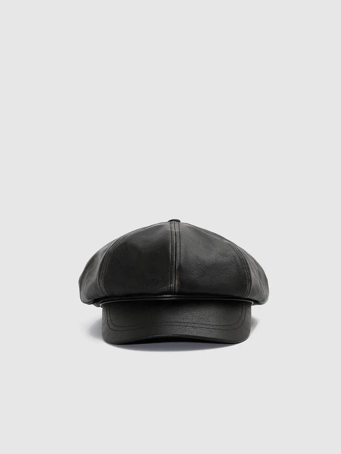 Coated Paneled Short Brim Baker Boy Hat
