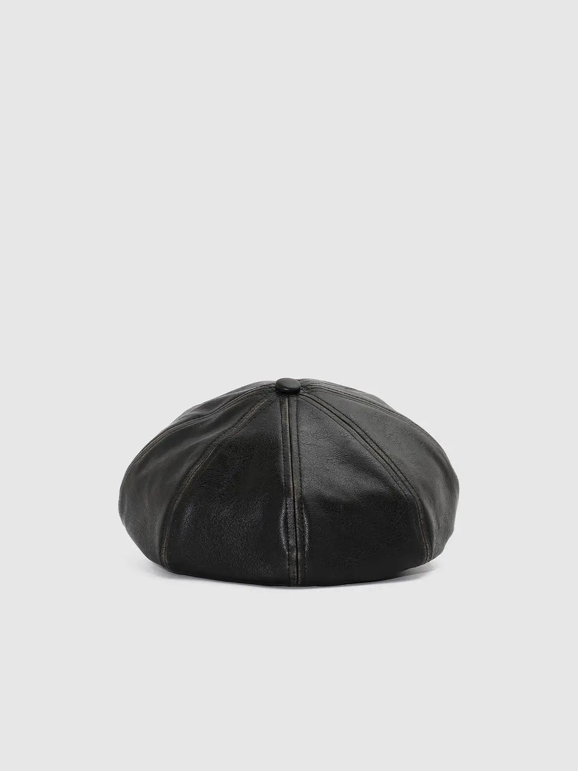 Coated Paneled Short Brim Baker Boy Hat