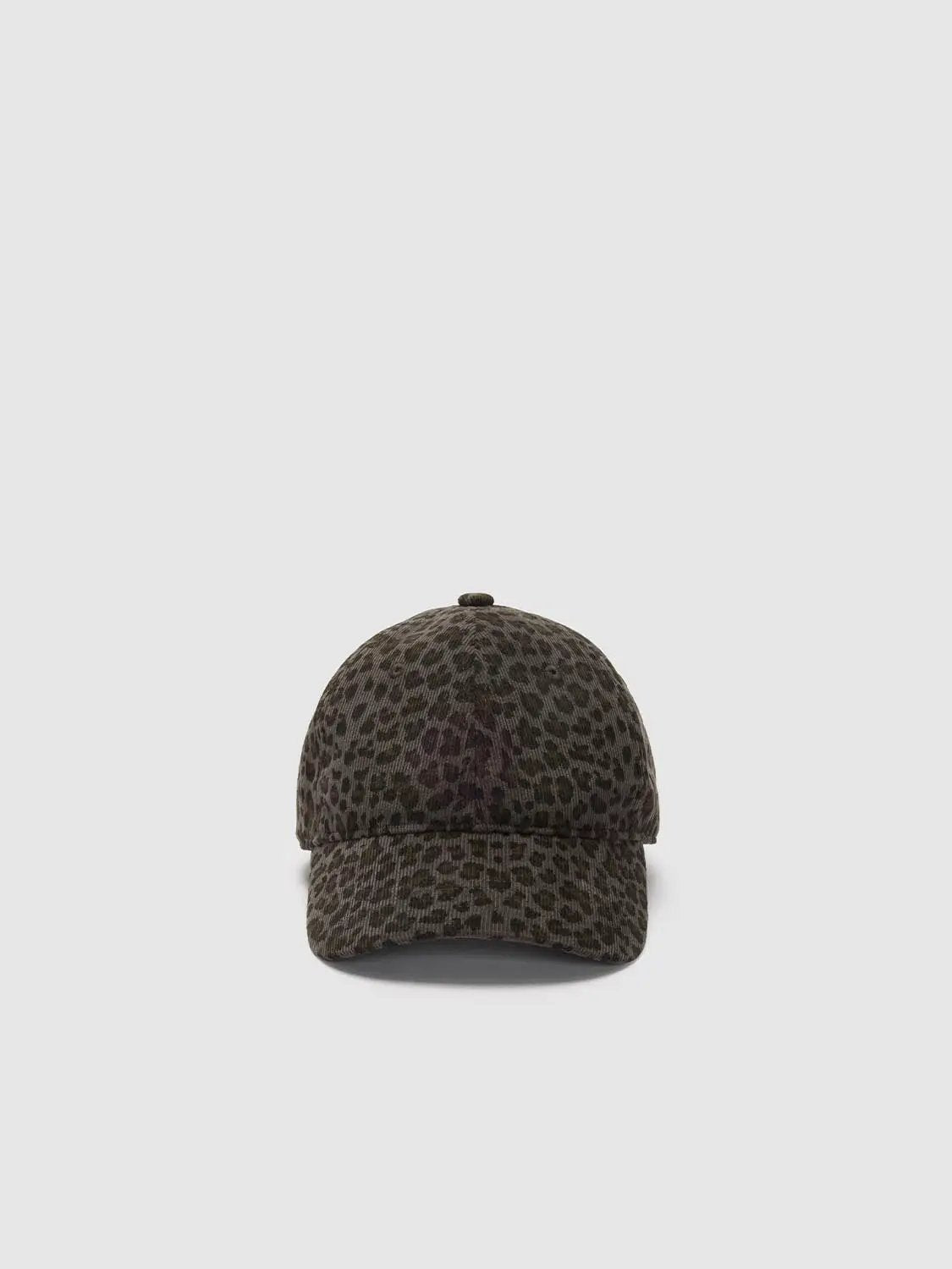 Leopard Print Cotton Cap with Curved Brim