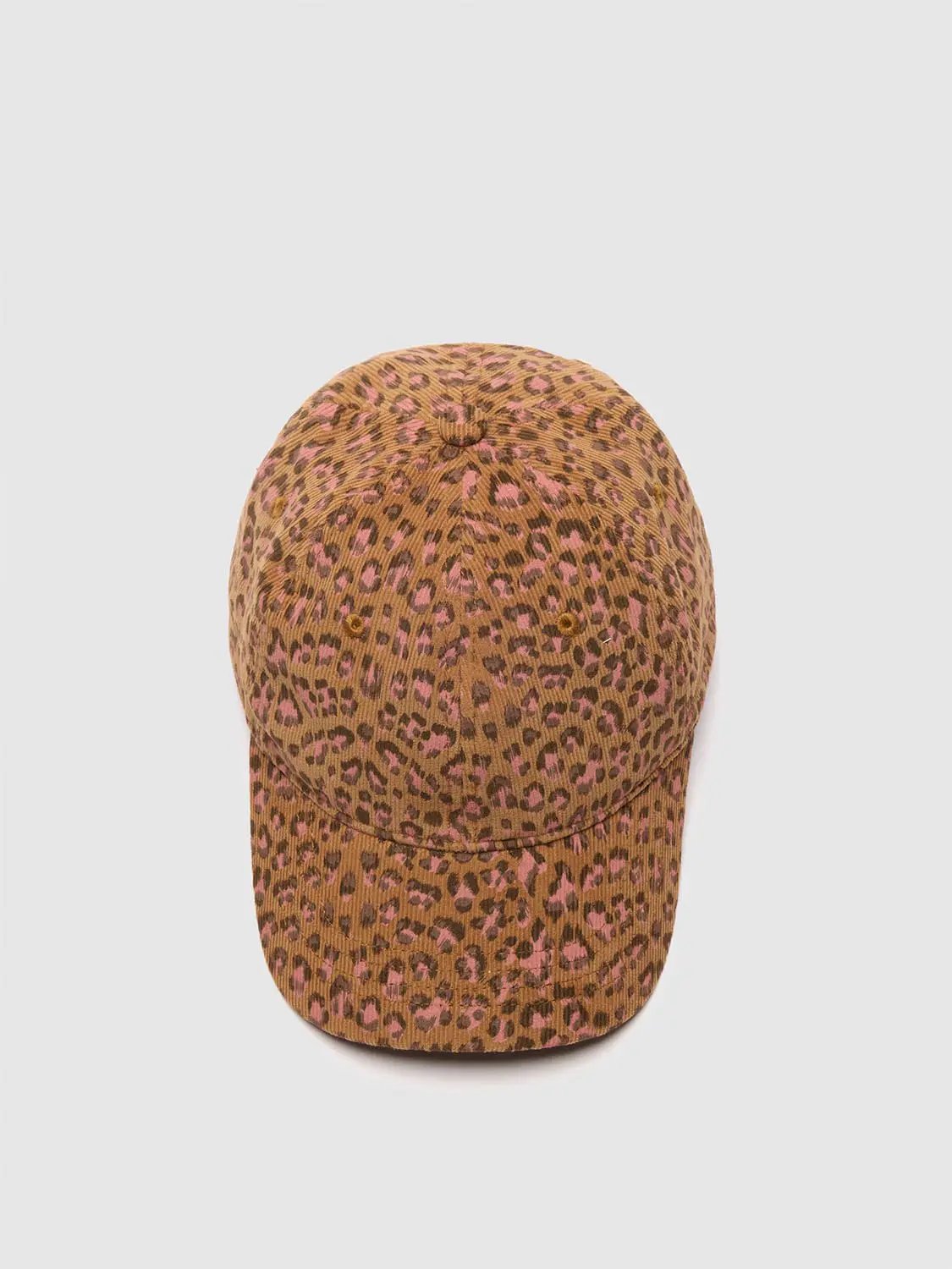 Leopard Print Cotton Cap with Curved Brim