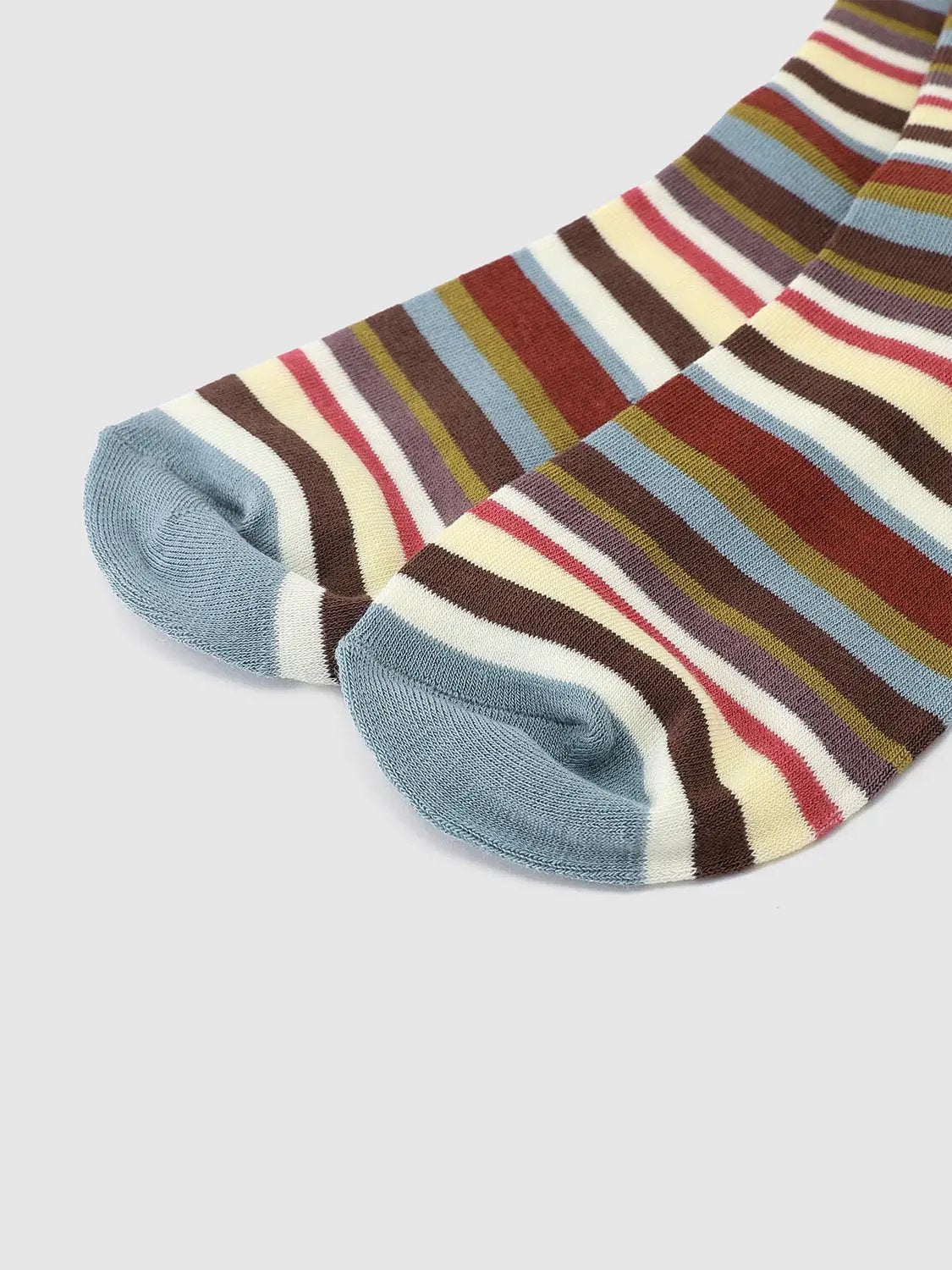 Medium Multi-Color Striped Ribbed Knit Socks