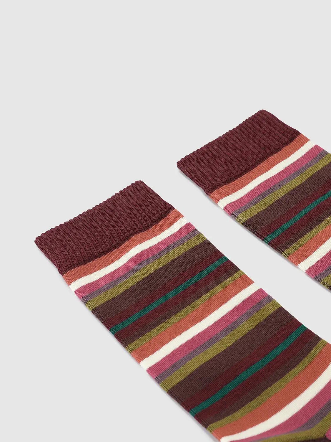 Medium Multi-Color Striped Ribbed Knit Socks