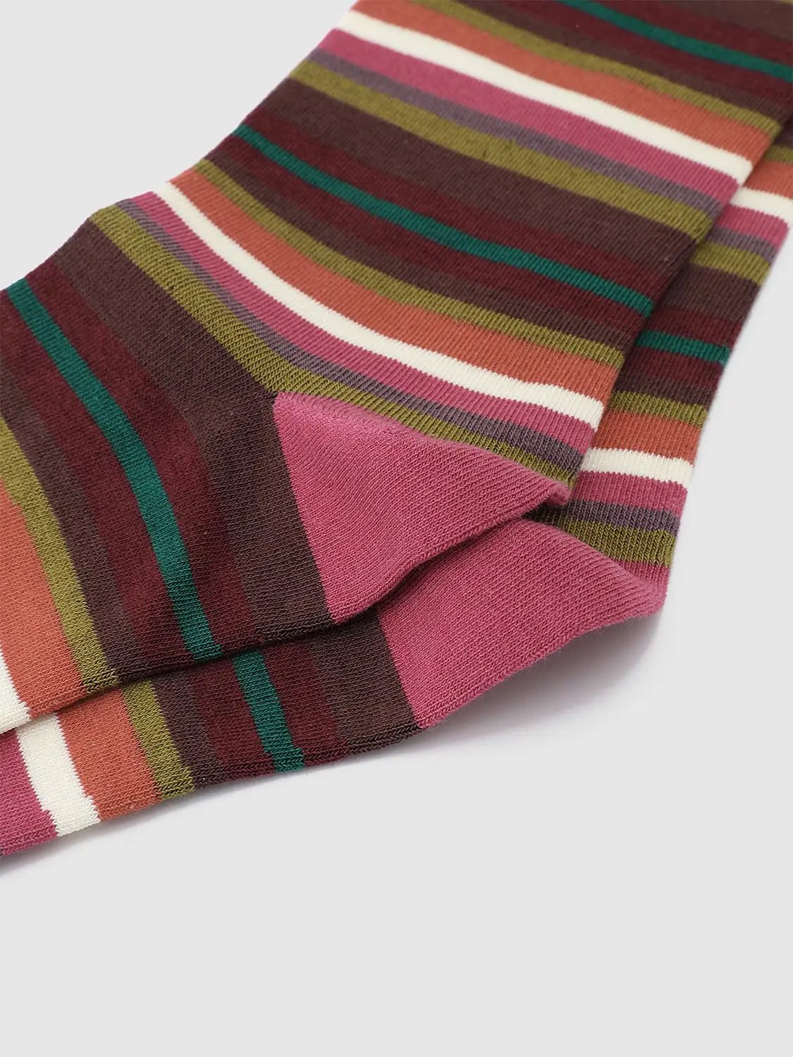 Medium Multi-Color Striped Ribbed Knit Socks