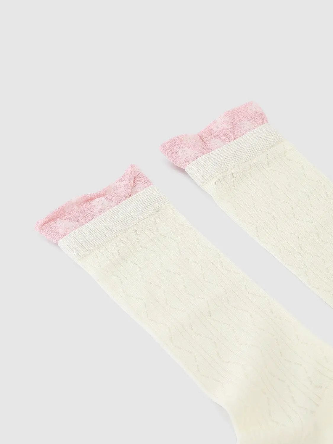 Printed Cuff Textured Knit Socks
