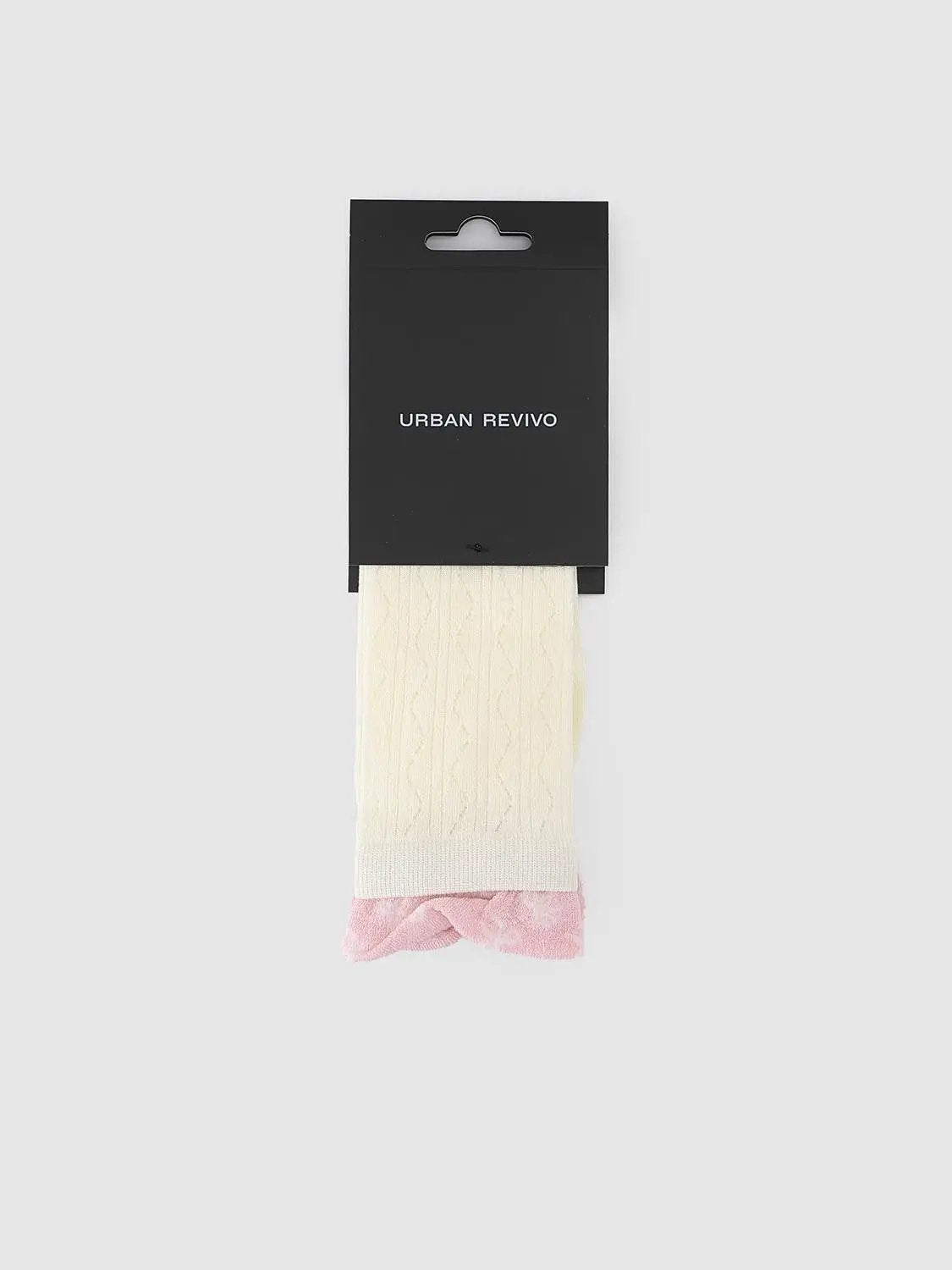 Printed Cuff Textured Knit Socks