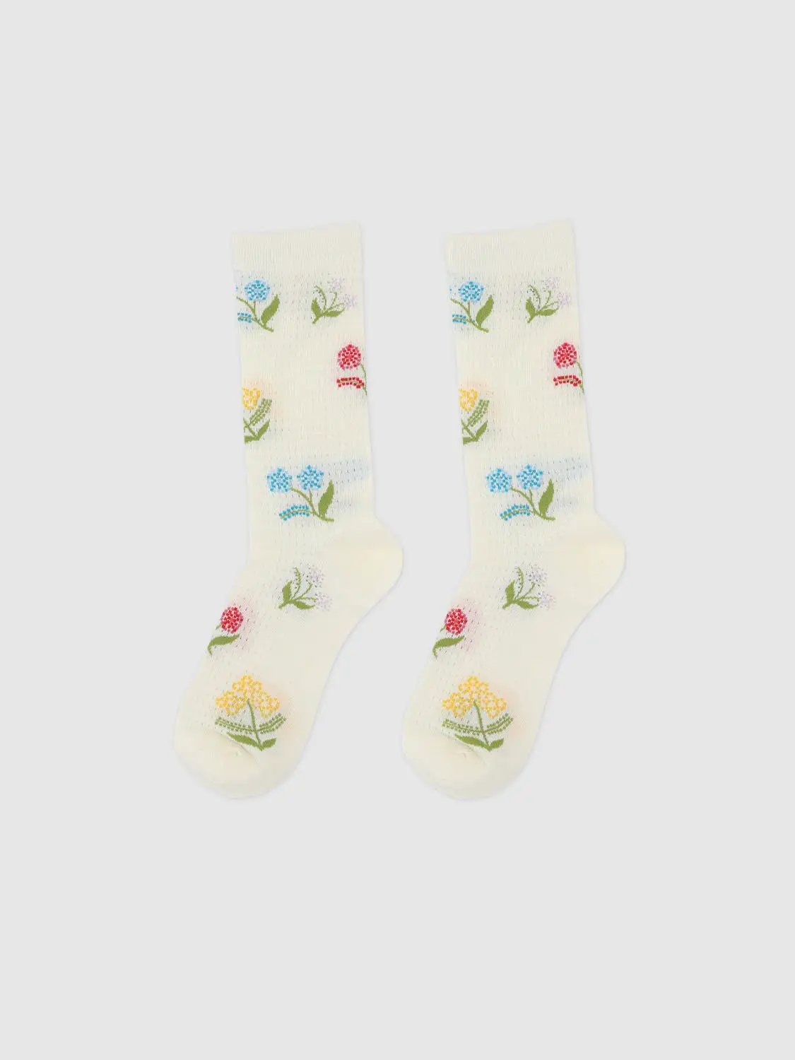 Floral Pattern Crew Socks
