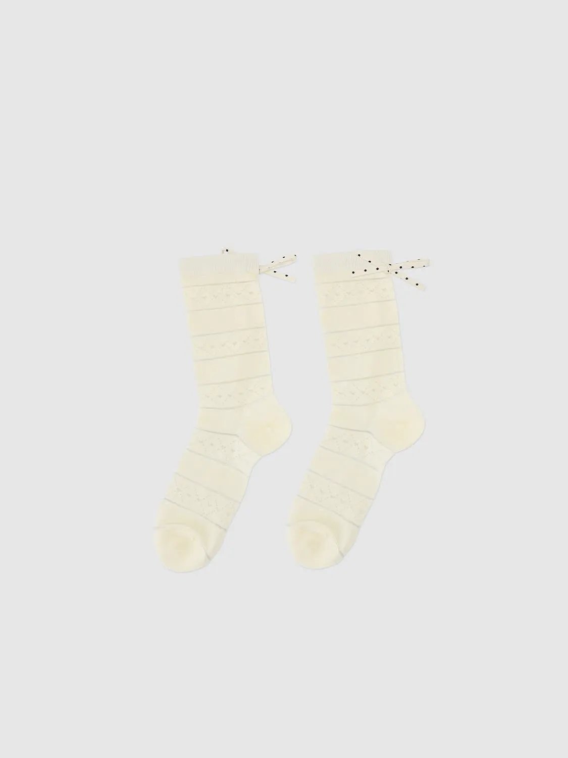Bow Detail Textured Knit Socks