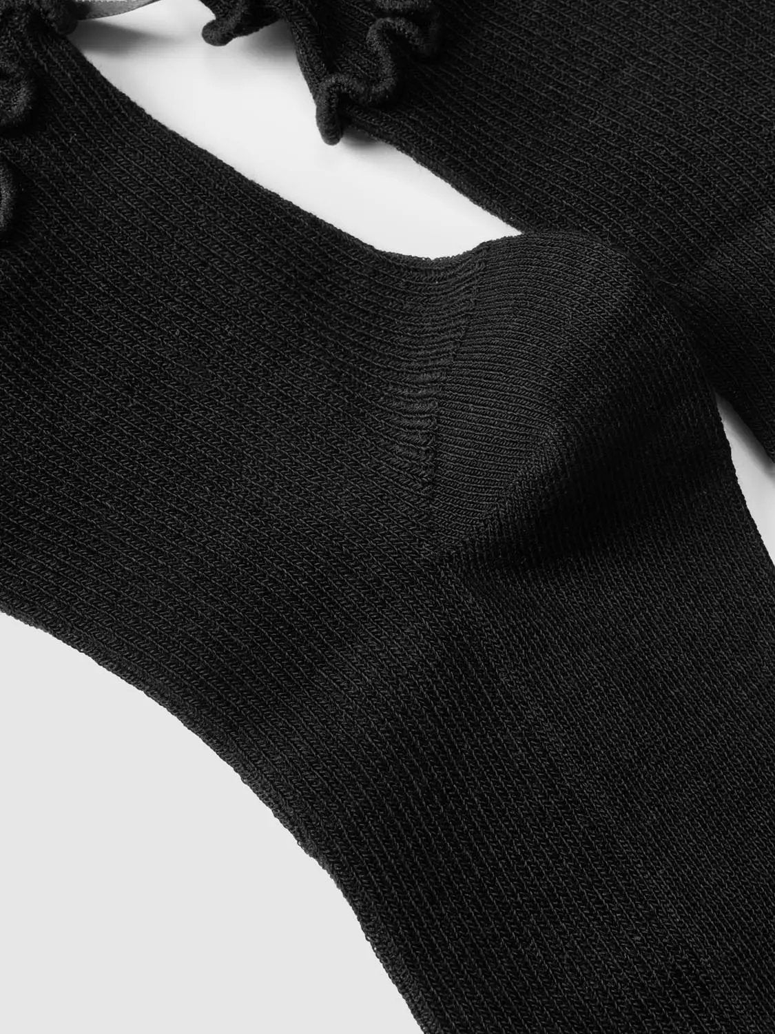 Ruffle Ribbon Tie Ribbed Cotton Blend Socks