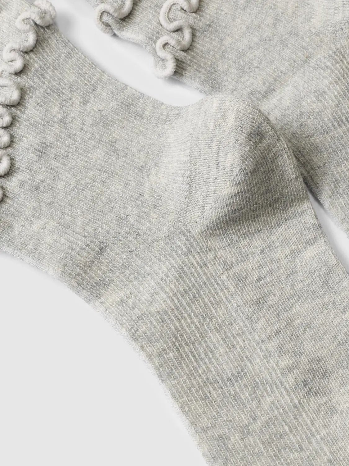 Ruffle Ribbon Tie Ribbed Cotton Blend Socks