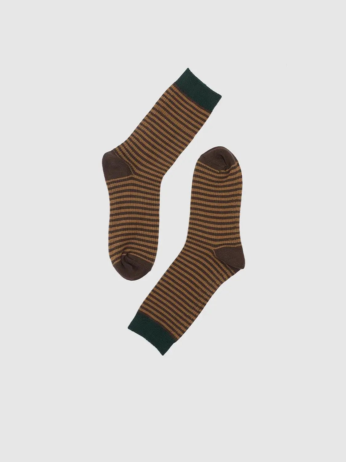Horizontal Striped Cotton Blend Knit Socks