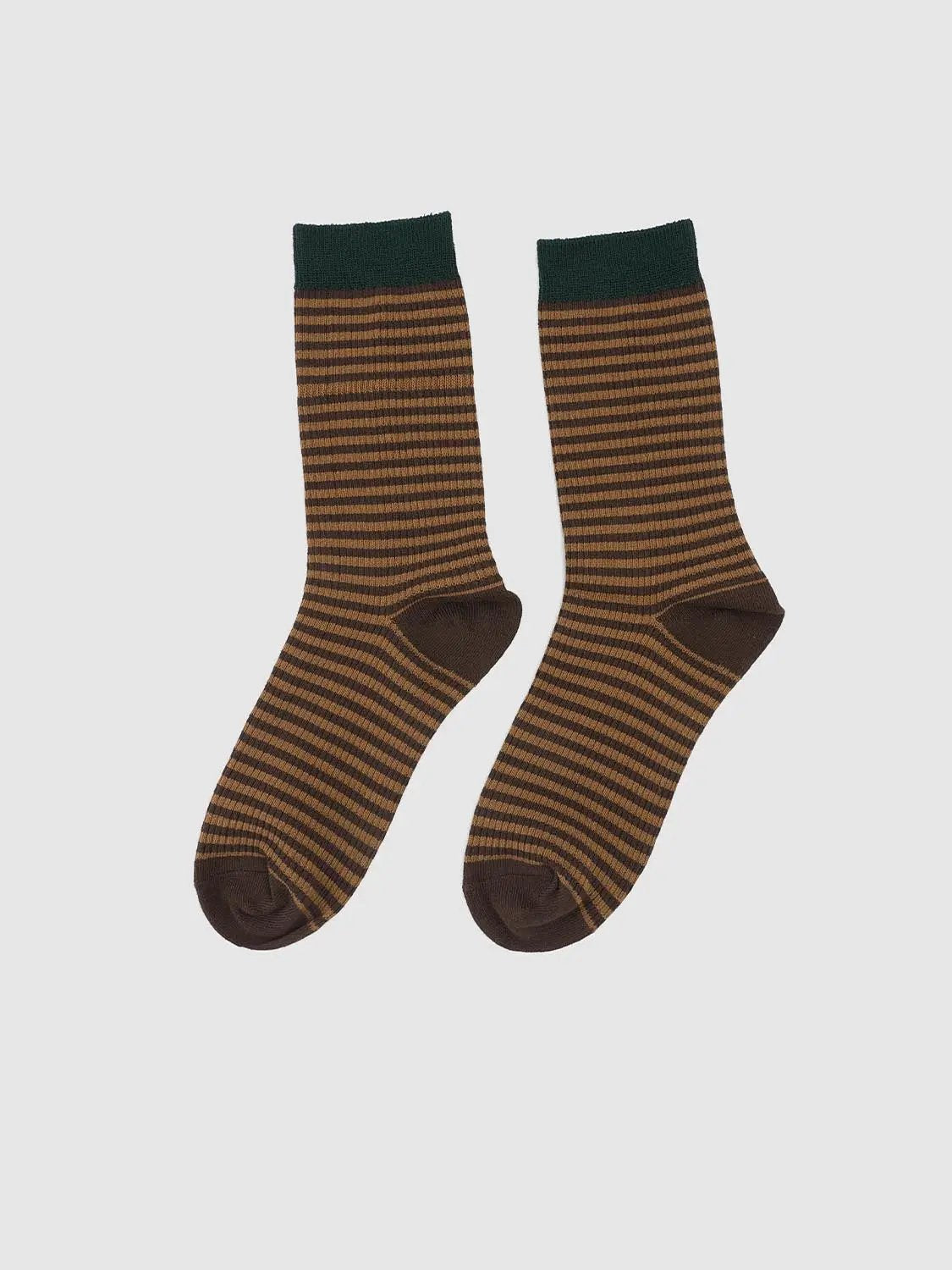 Horizontal Striped Cotton Blend Knit Socks