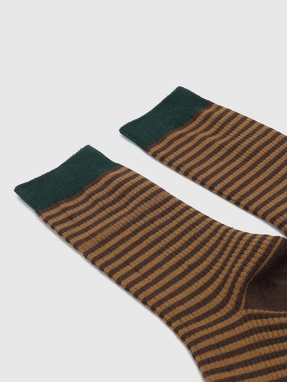 Horizontal Striped Cotton Blend Knit Socks