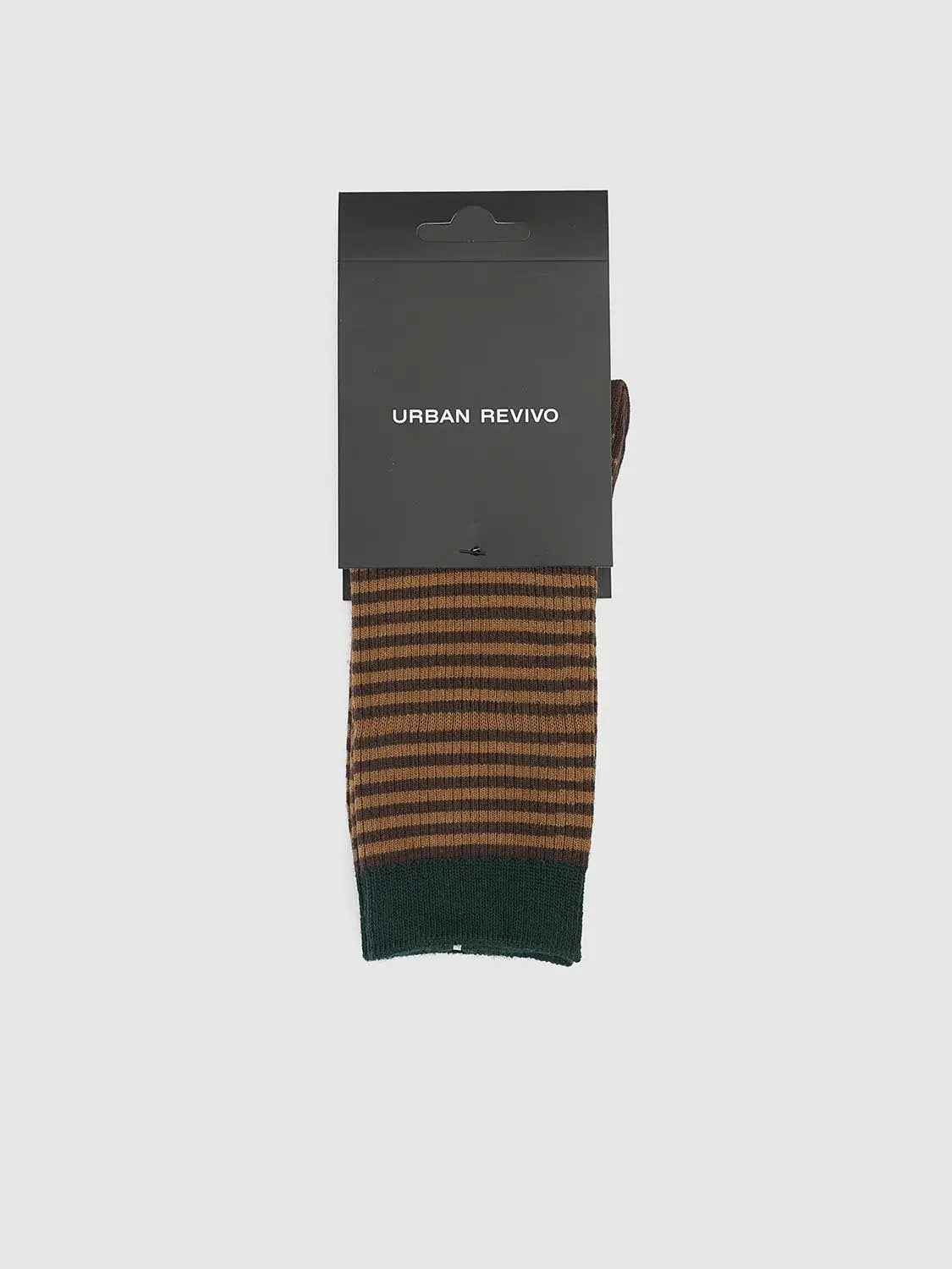 Horizontal Striped Cotton Blend Knit Socks