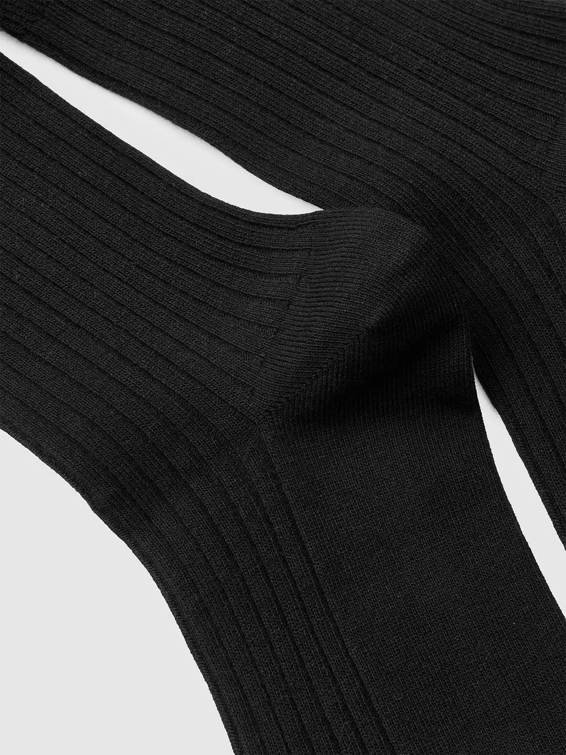 Ribbed Polka Dot Ruffle Cuff Cotton Blend Socks