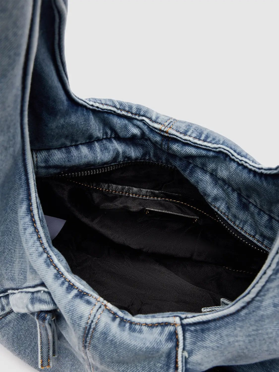 Multi Pocket Washed Denim Large Capacity Shoulder Bag