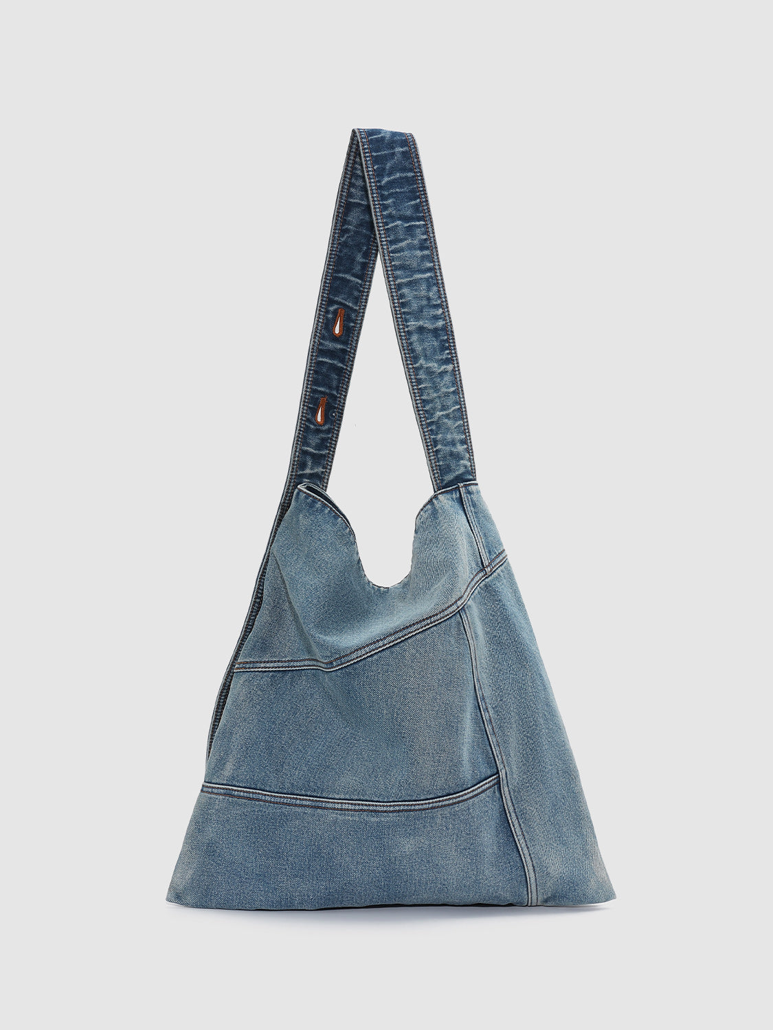Wash Denim Multi Pocket Large Tote Shoulder Bag