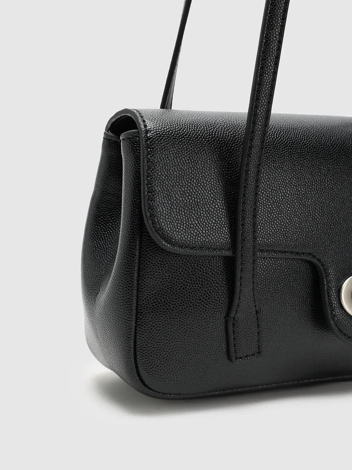 Faux Leather Minimalist Structured Shoulder Bag