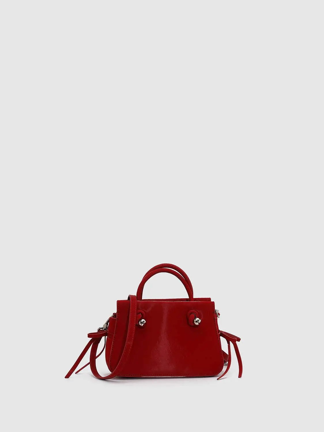 Mini Bow Decor Faux Leather Top Handle Bag