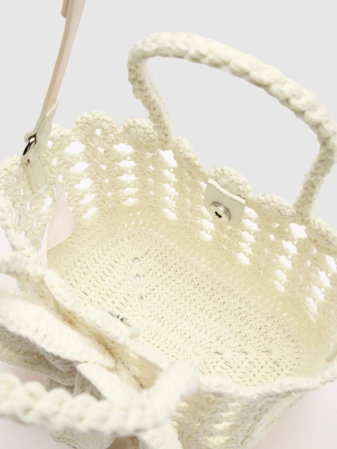 Handheld Crossbody Crochet Flower Cotton Tote Bag
