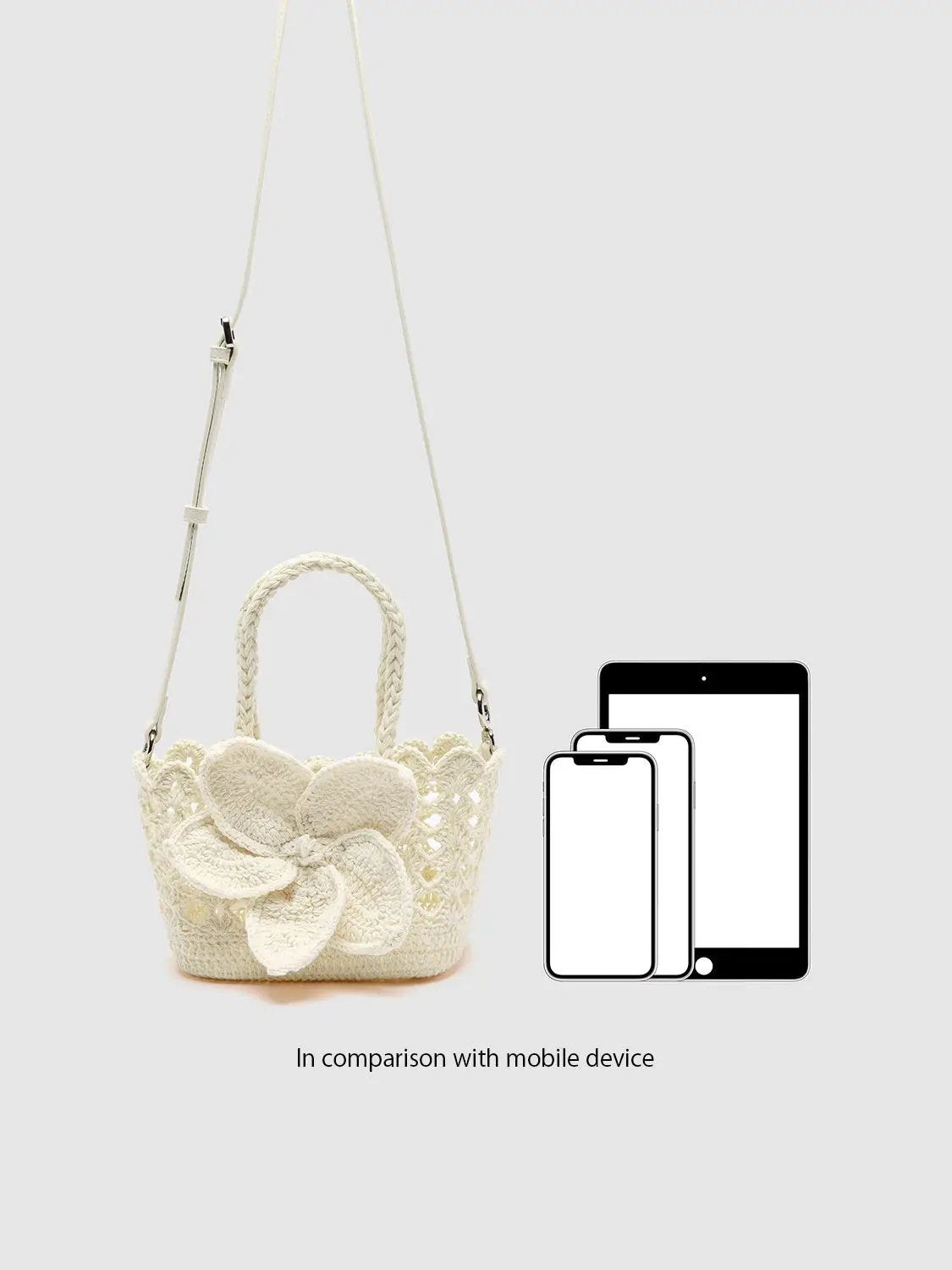 Handheld Crossbody Crochet Flower Cotton Tote Bag