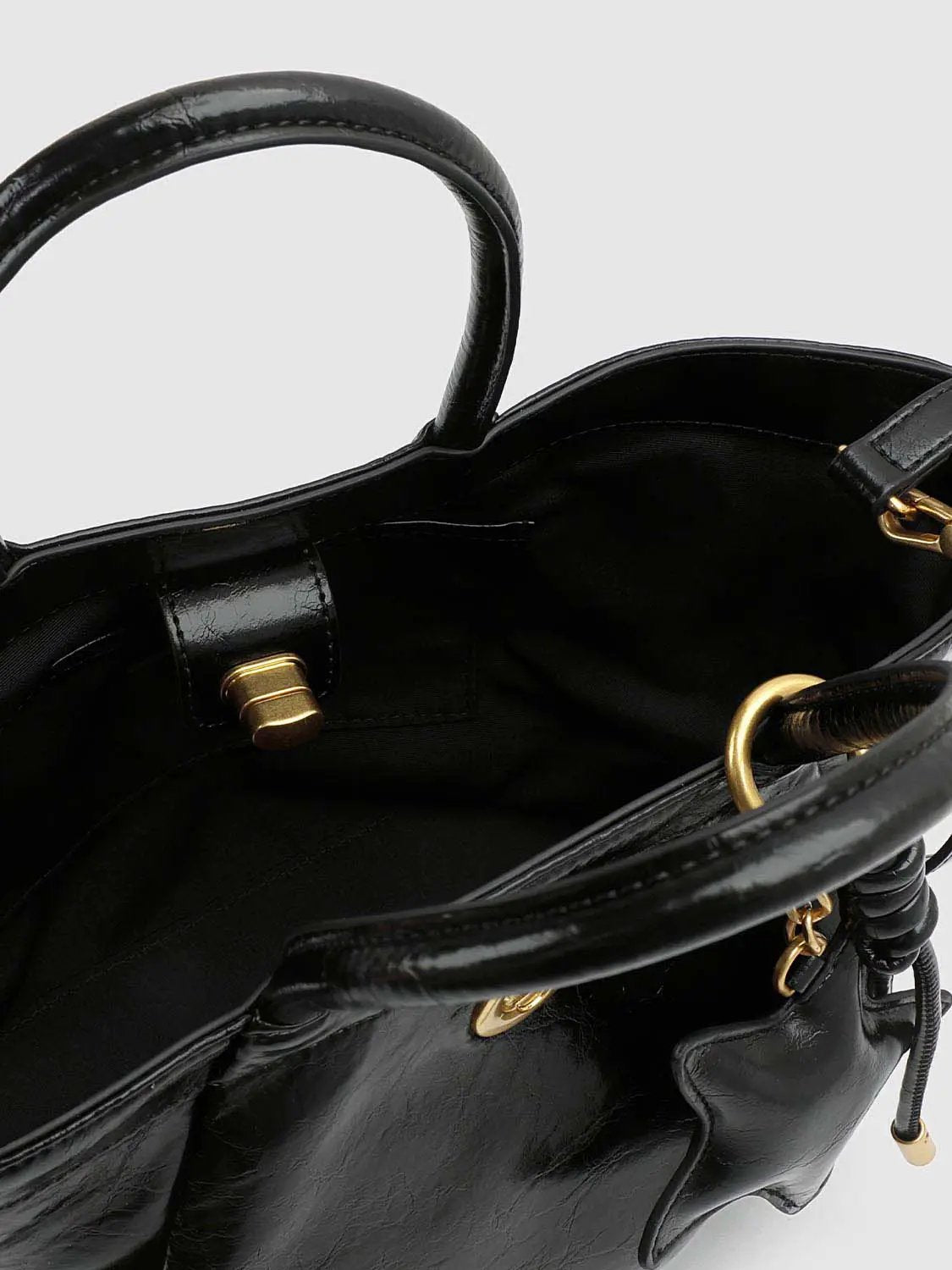 Ruched Hardware Faux Leather Handheld Small Shoulder Bag