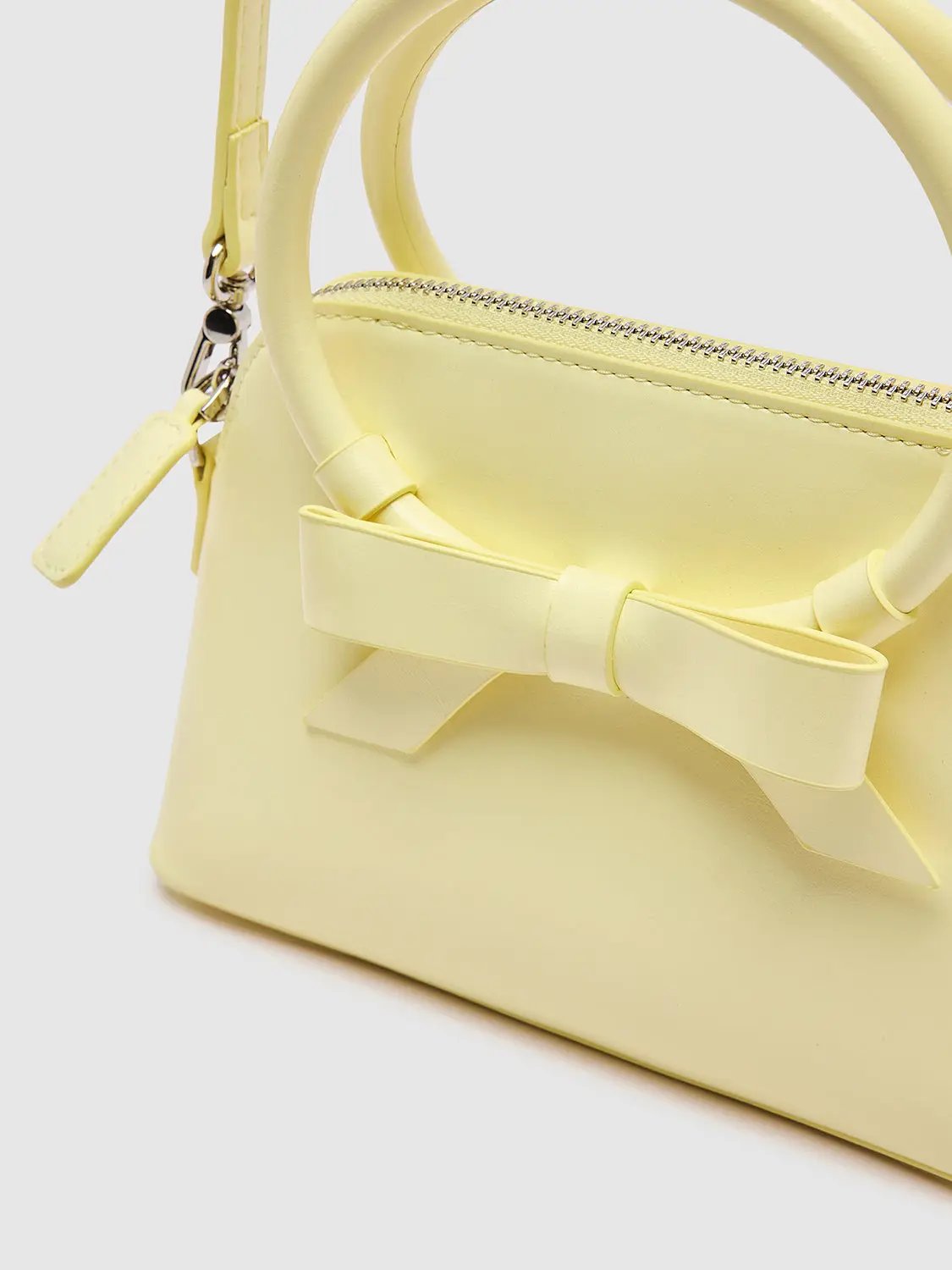 Mini Hard Pastel Leather Bow Adjustable Strap Crossbody Bag