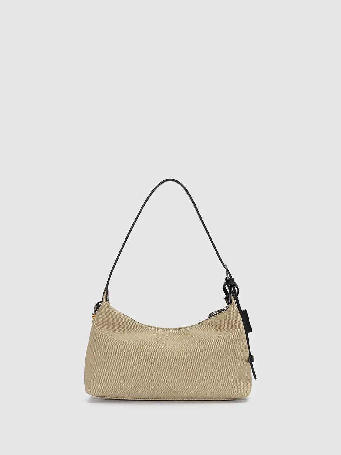 Faux Leather Patch Chain Strap Contrast Rope Accent Hobo Bag