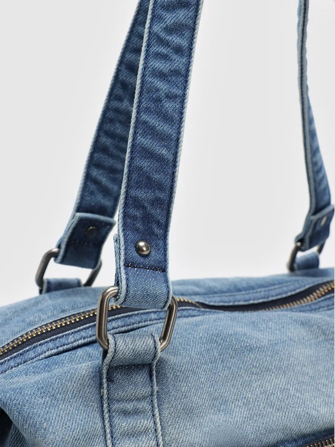 Washed Denim Large-Capacity Shoulder Bag