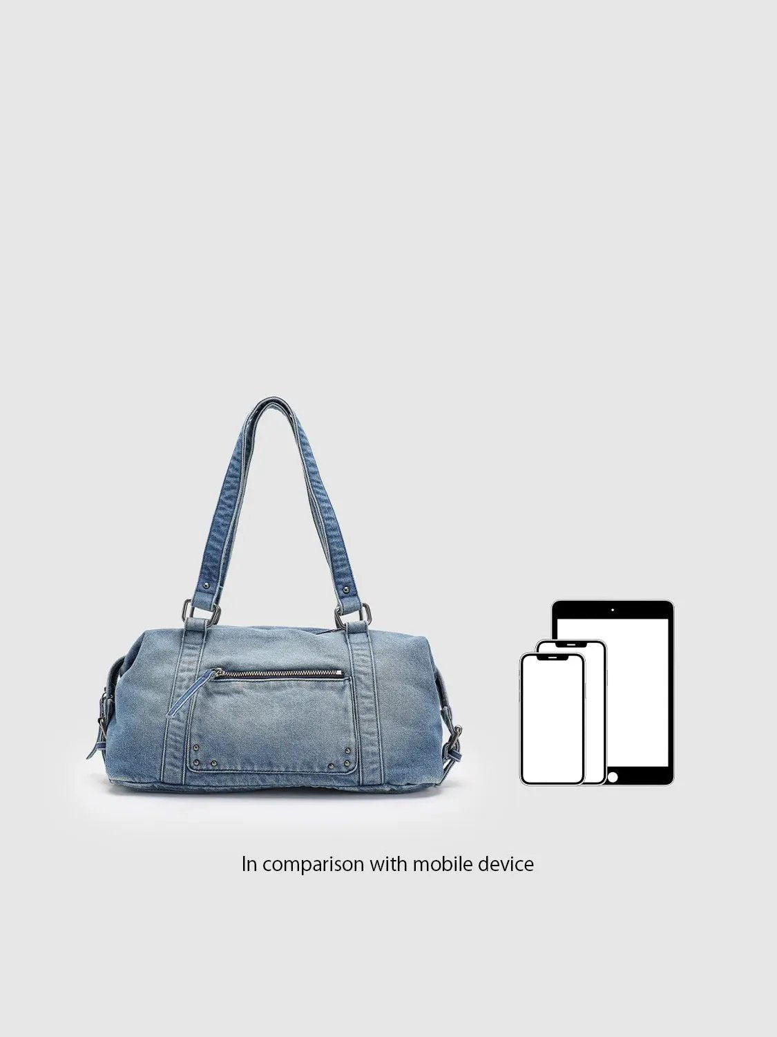 Washed Denim Large-Capacity Shoulder Bag