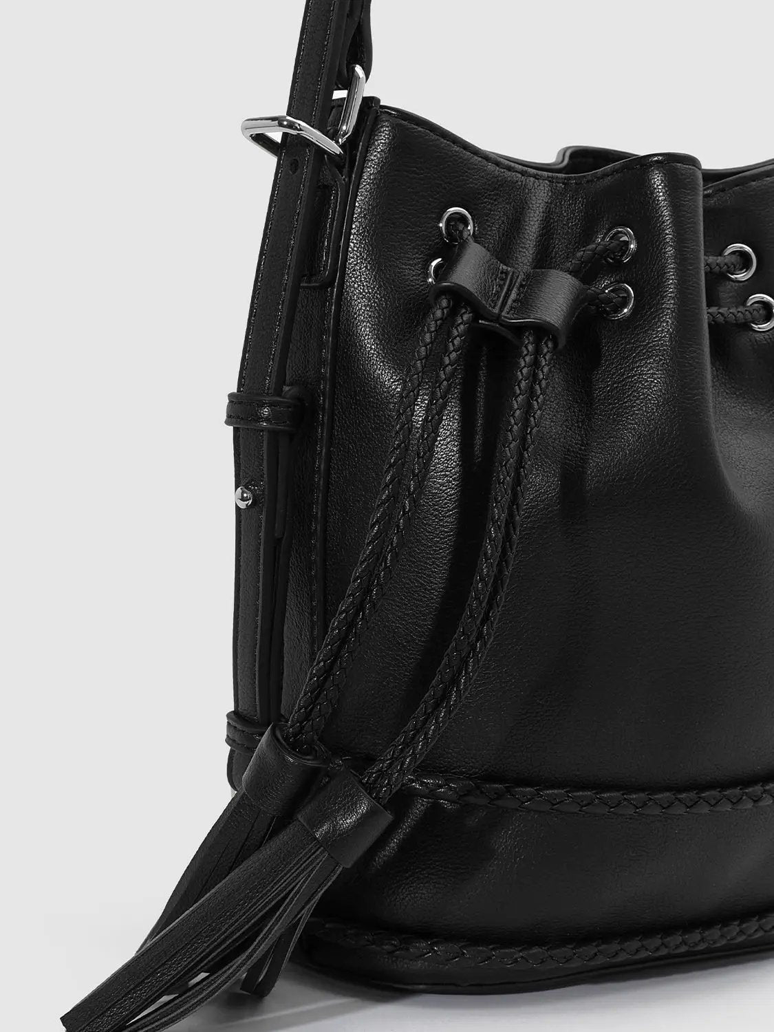 Textured Shell Tassel Detail Compact Backpack