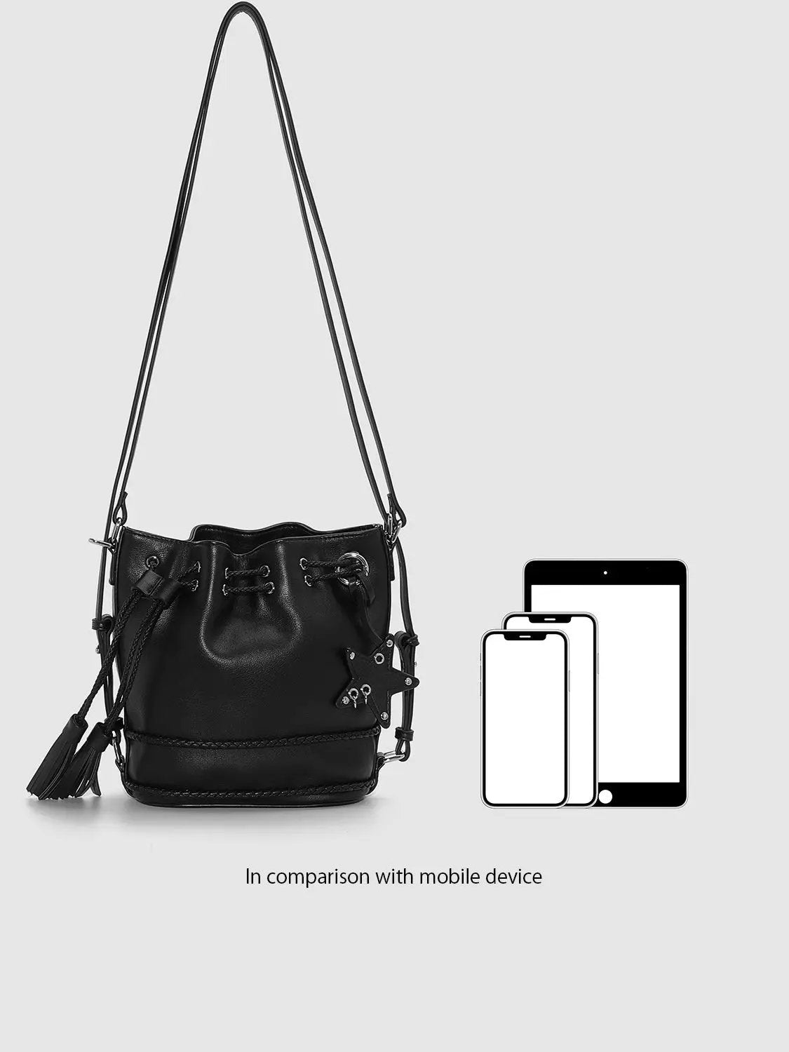Textured Shell Tassel Detail Compact Backpack