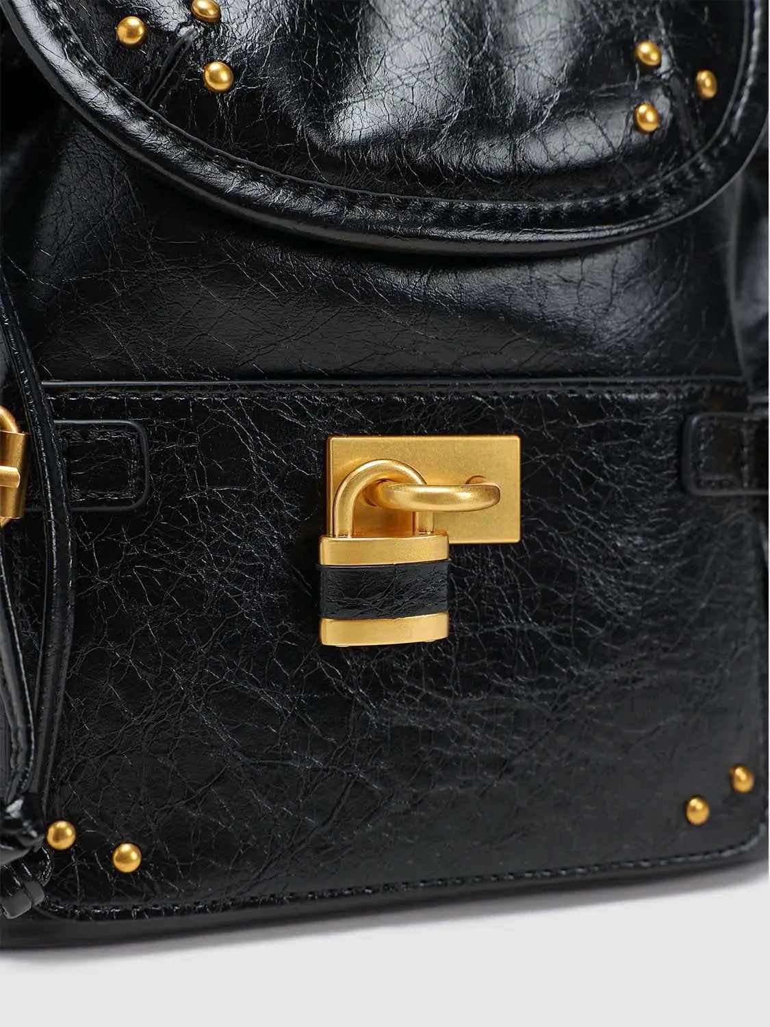 Vintage Black Metal Buckle Drawstring Mini Hand Shoulder Bag