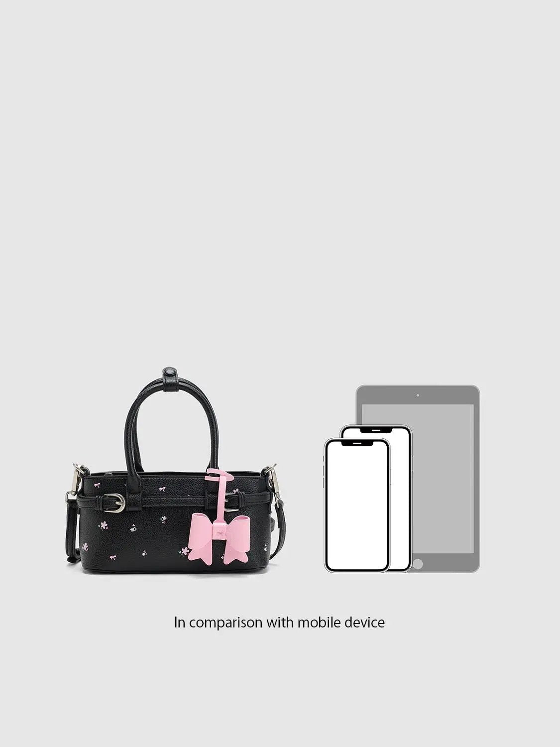 Crossbody Floral Print Pink Bow Charm Bag