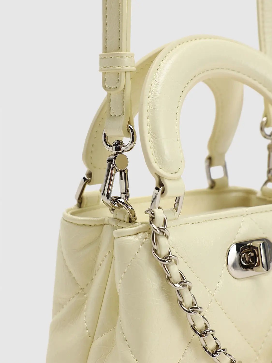 Diamond Quilted Top Handle Crossbody Bag