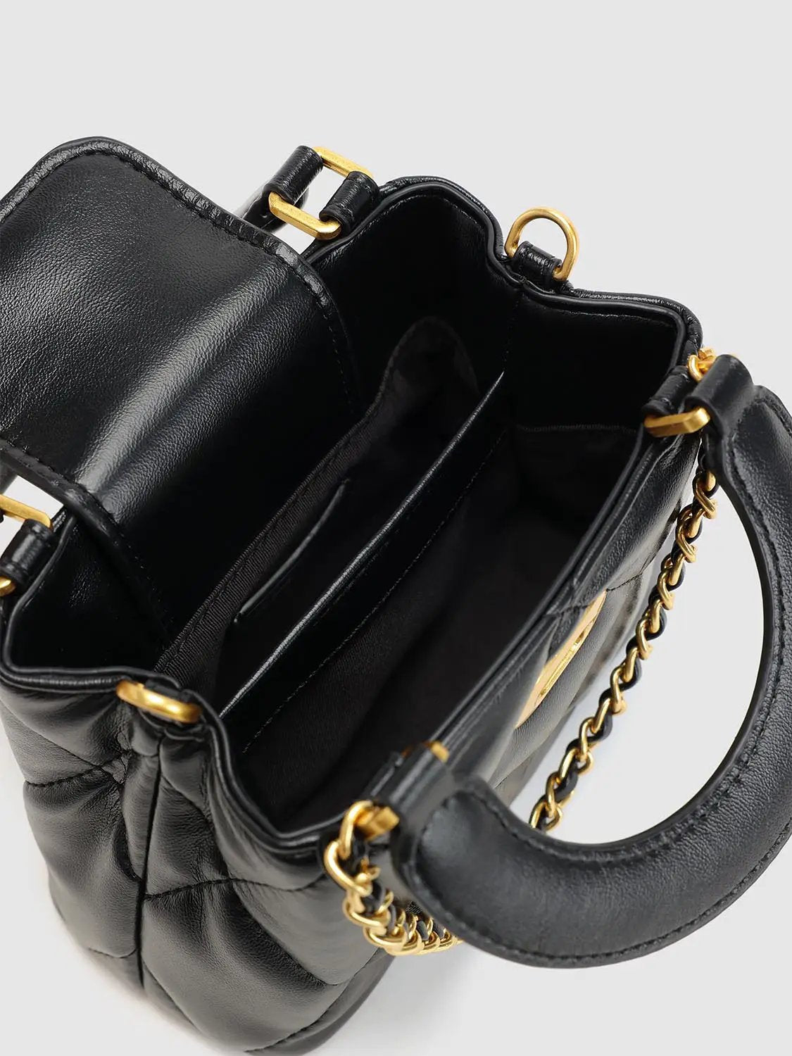 Quilted Artificial Leather Top Handle Crossbody Bag