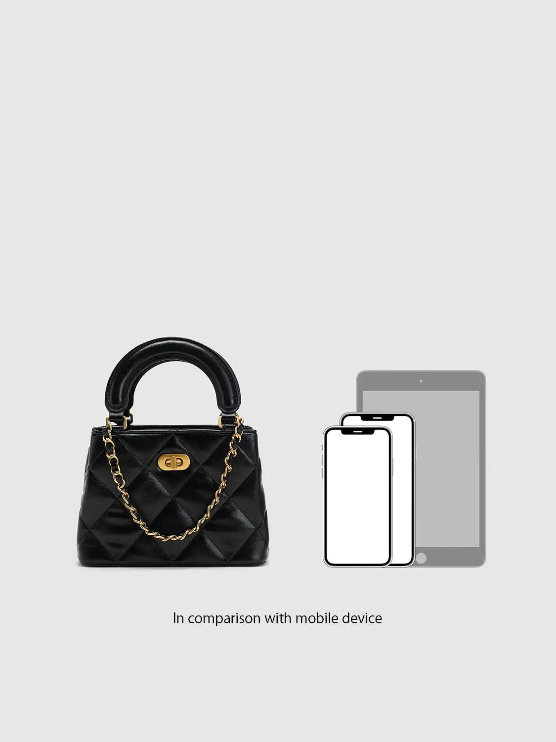 Quilted Top Handle Crossbody Chain Strap Handbag