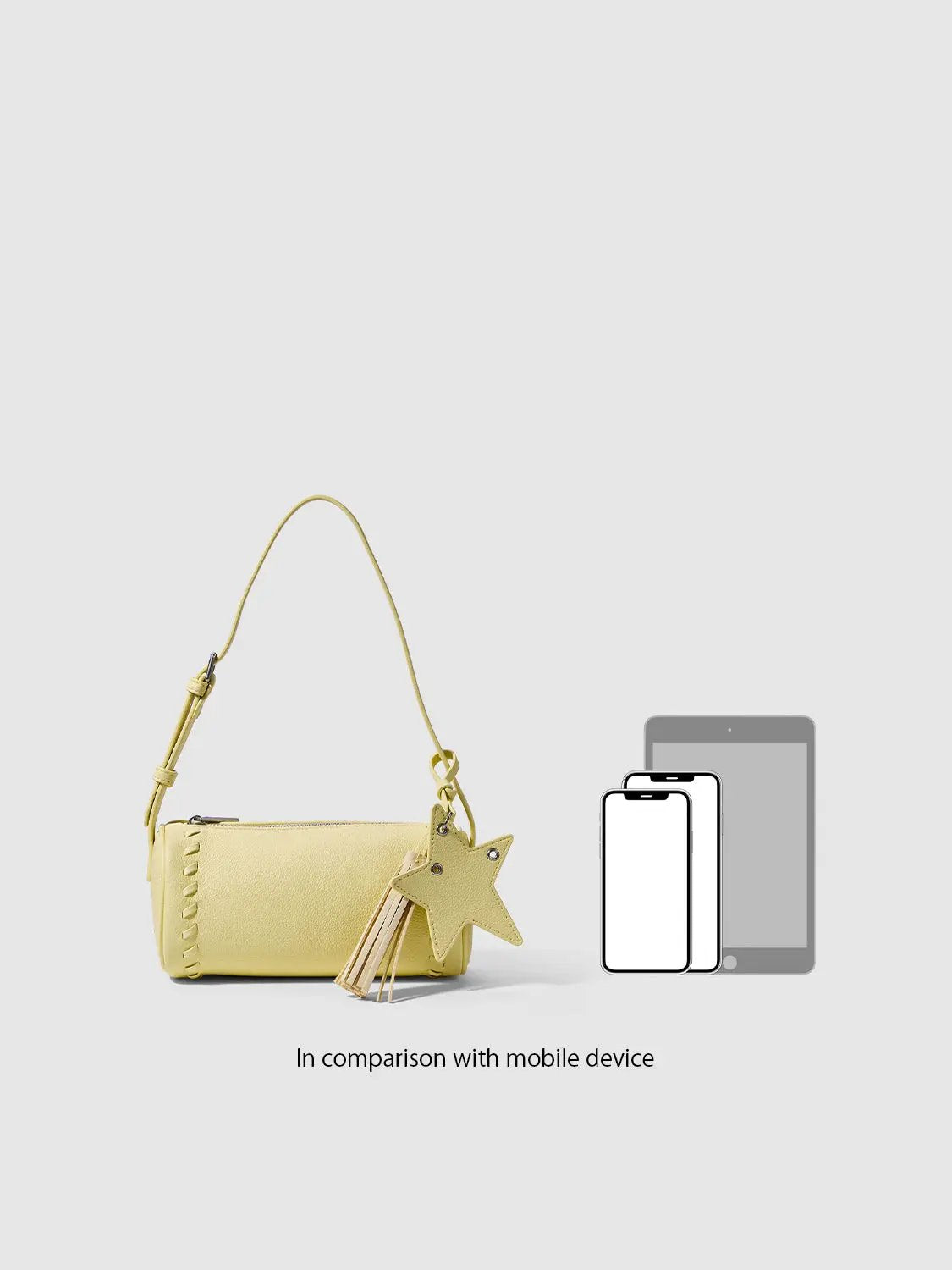 Pastel Yellow Star Tassel Accent Studded Edges Shoulder Bag