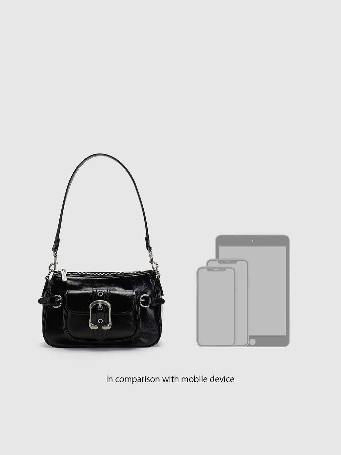Shiny Leather Buckle Flap Y2K Shoulder Underarm Bag