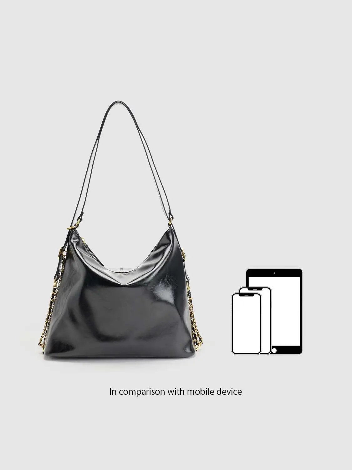 Textured Slouchy Hobo Chain Strap Bag