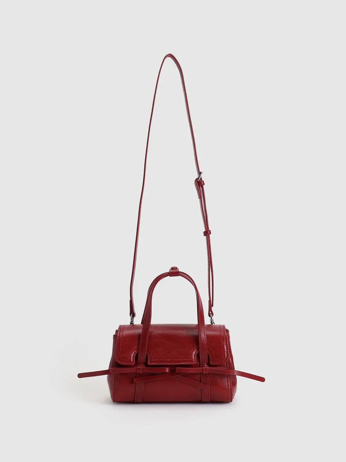 Burgundy Bow Front Top Handle Crossbody Bag
