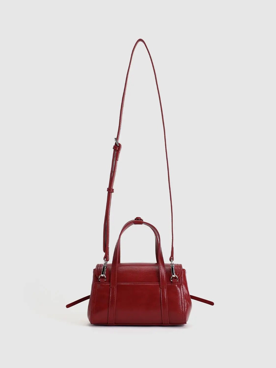 Burgundy Bow Front Top Handle Crossbody Bag