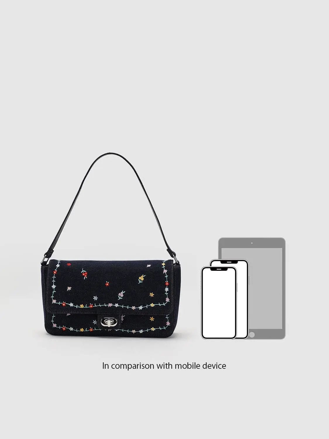Floral Embroidered Fabric Shoulder Bag
