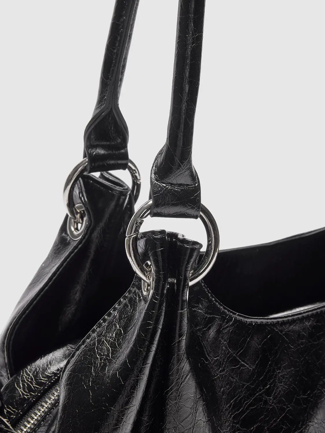Textured Ruched Drawstring Slouchy Shoulder Bag