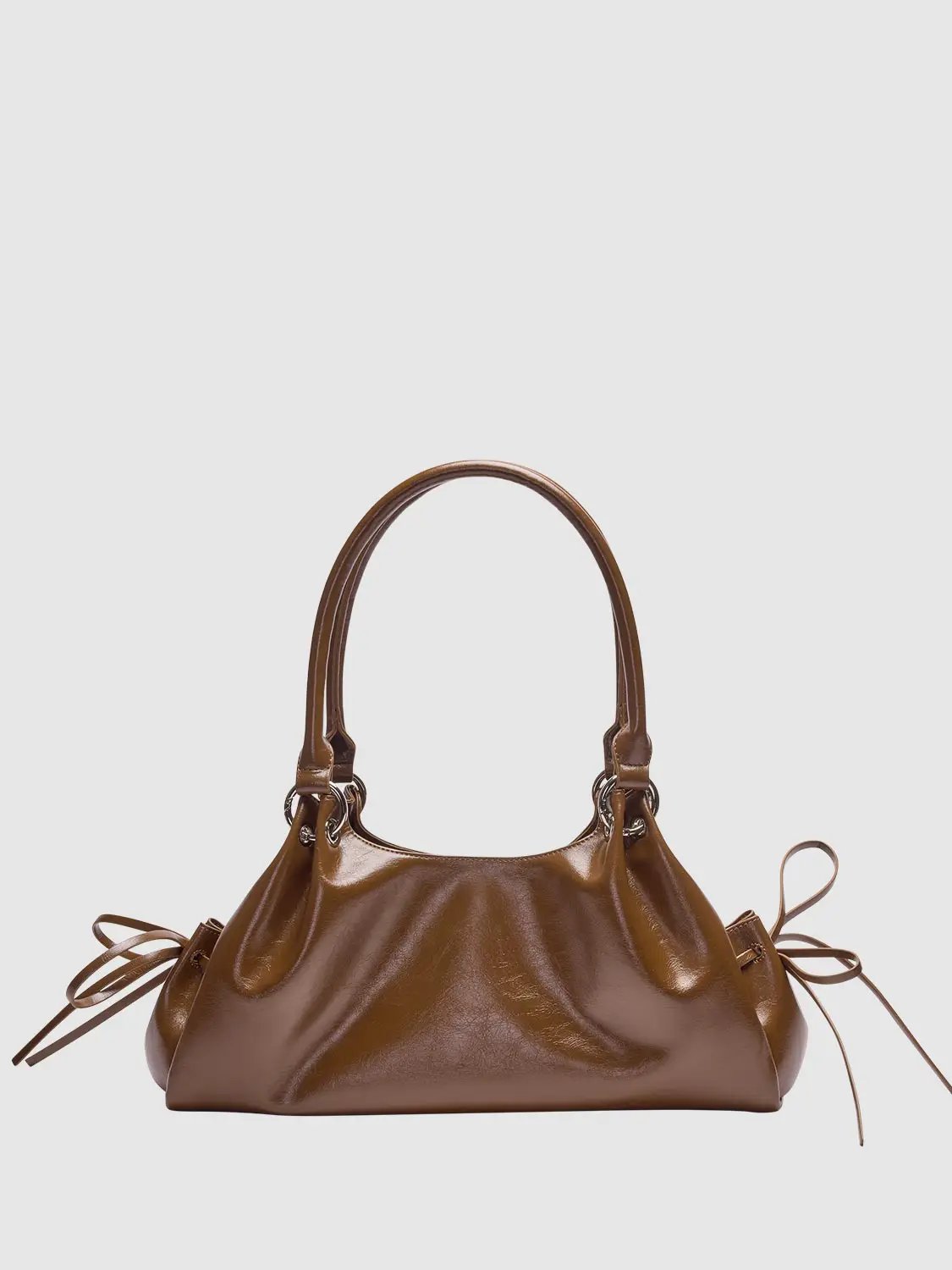 Textured Ruched Drawstring Slouchy Shoulder Bag