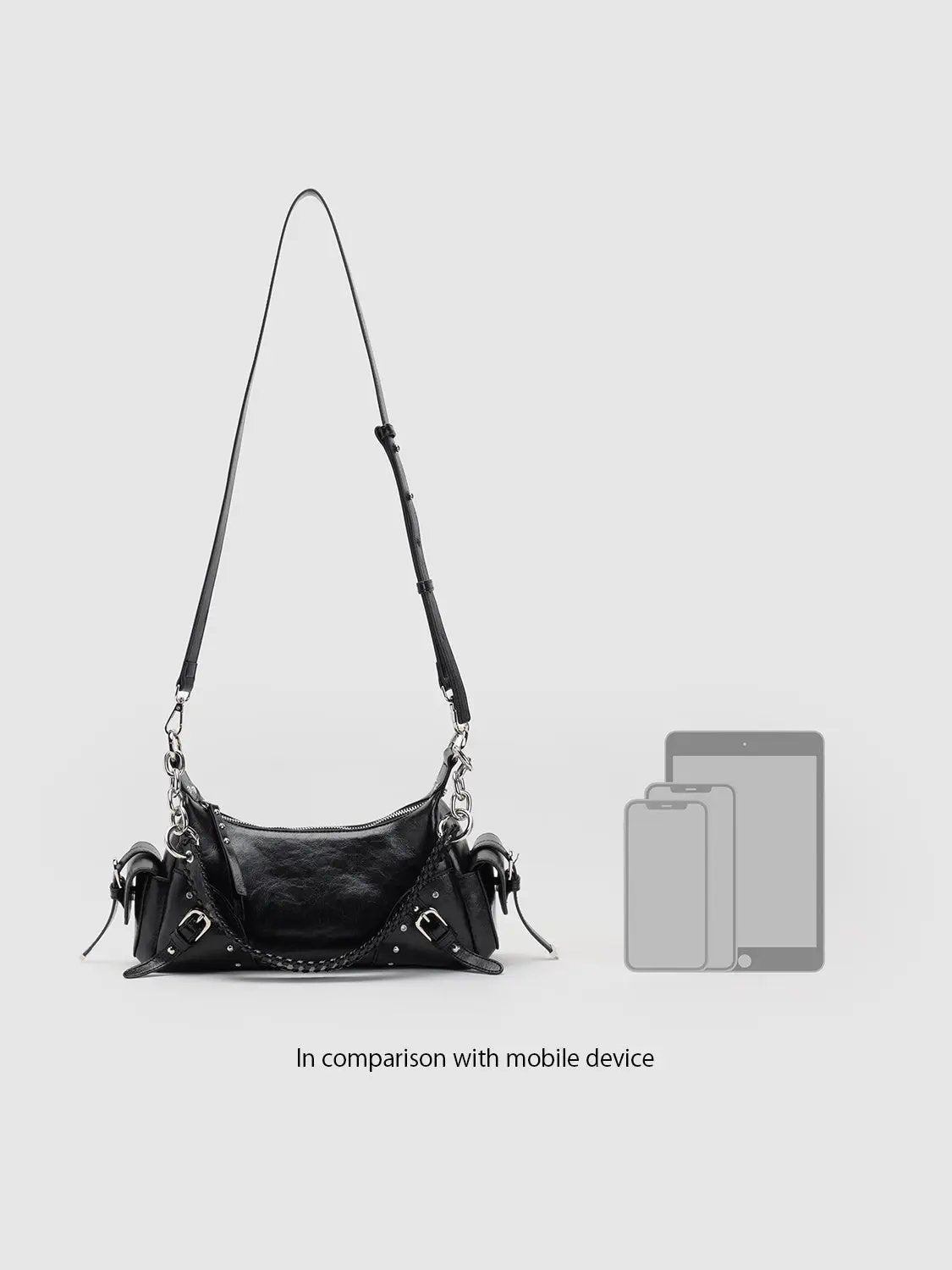 Dual Strap Studded Shoulder Crossbody Bag