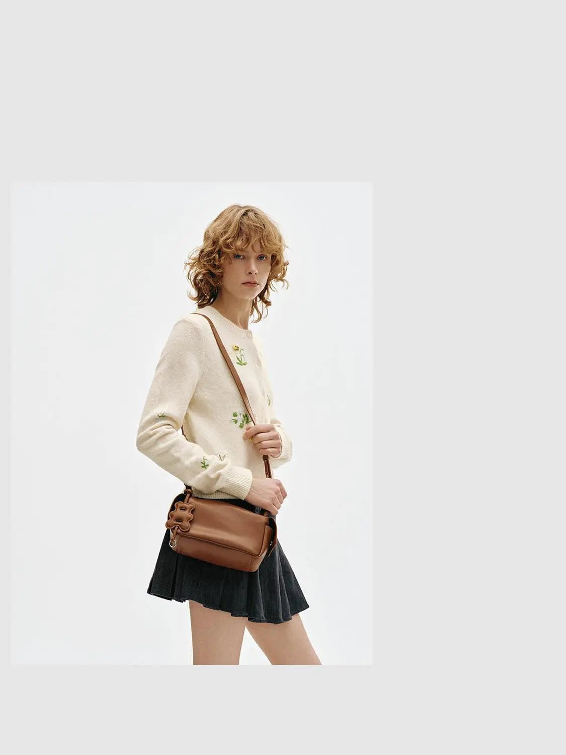 Top Handle Artificial Leather Crossbody Bag