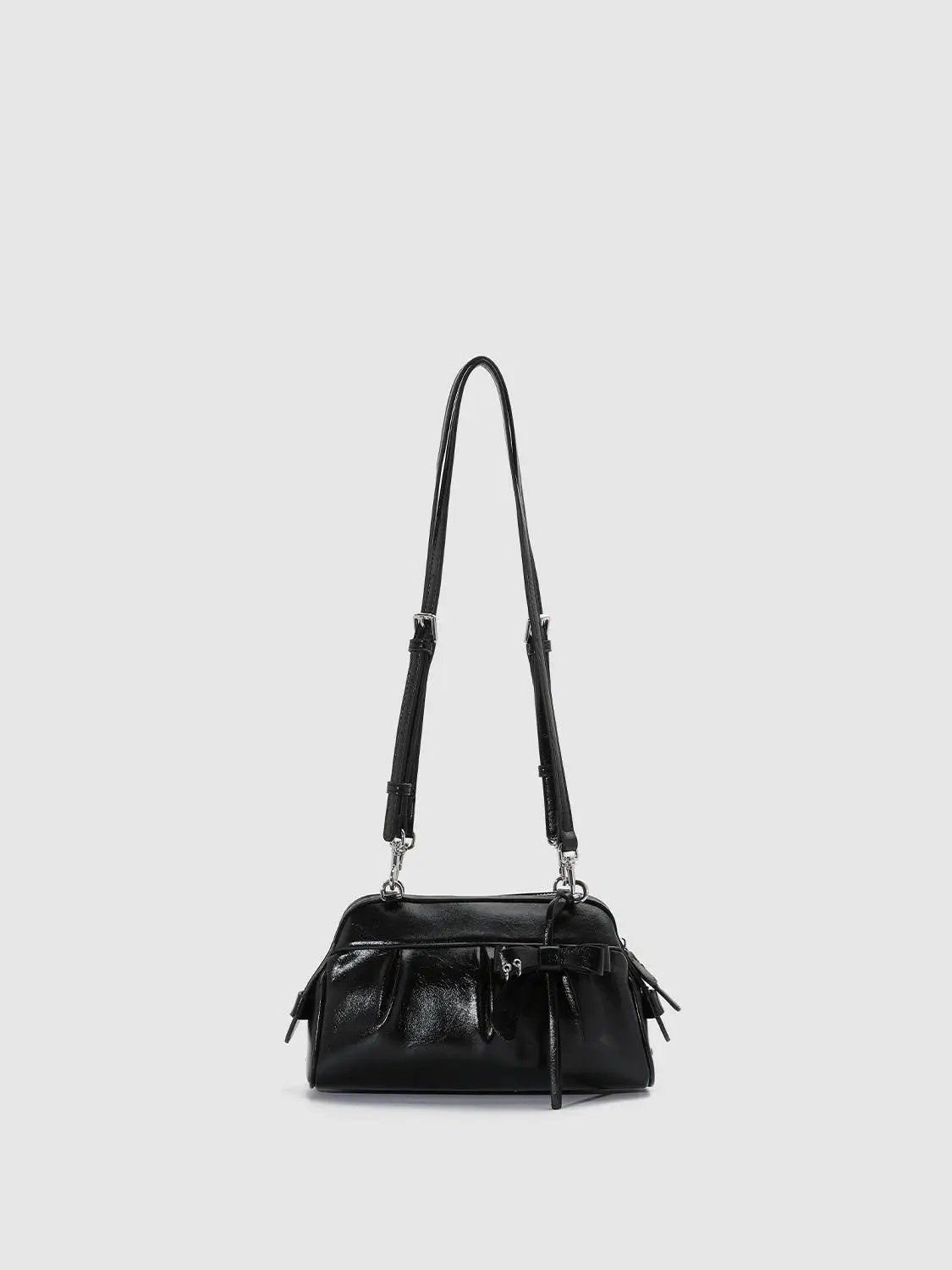 Ruched Bow Adjustable Strap Shoulder Bag