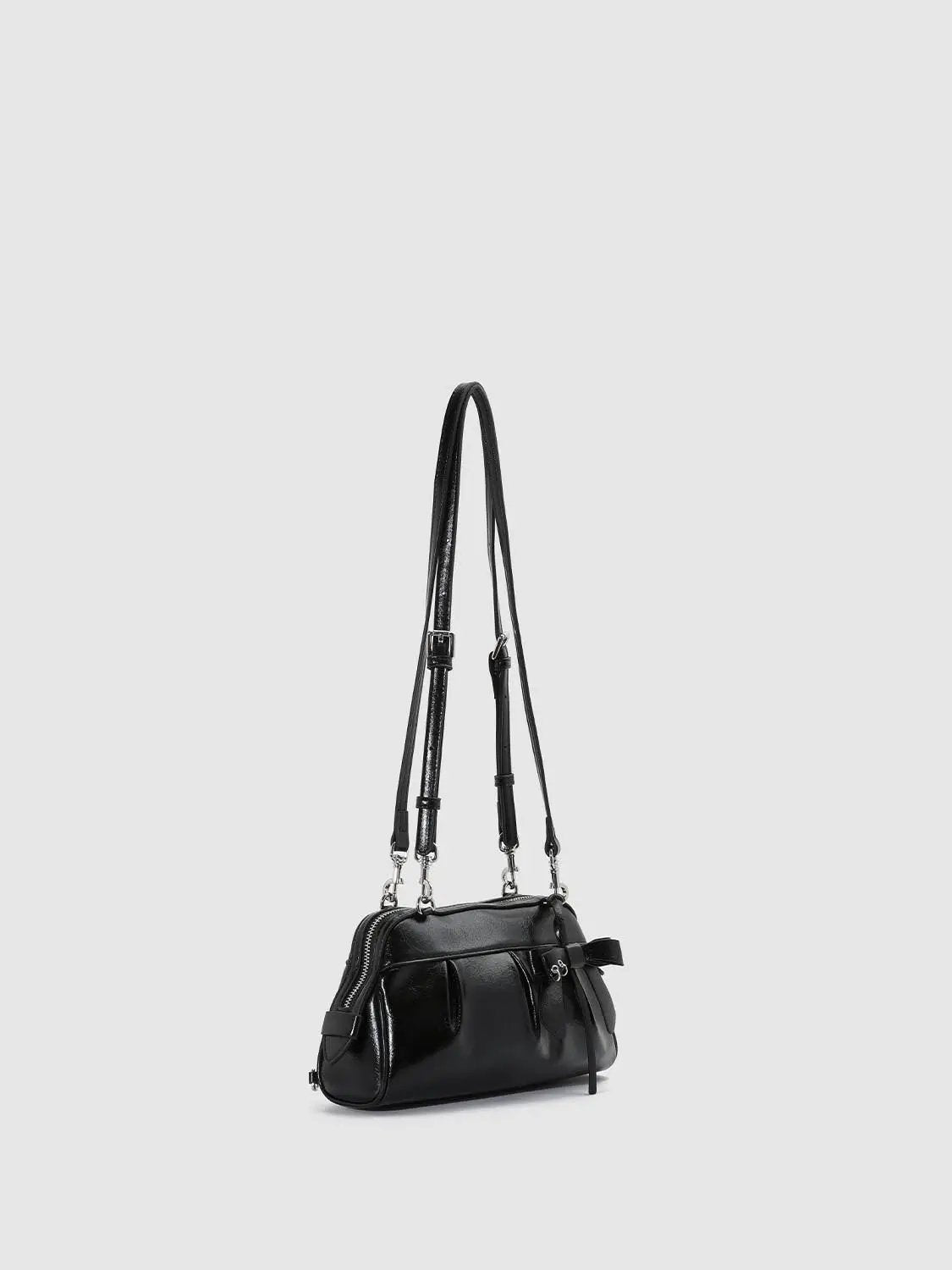 Ruched Bow Adjustable Strap Shoulder Bag
