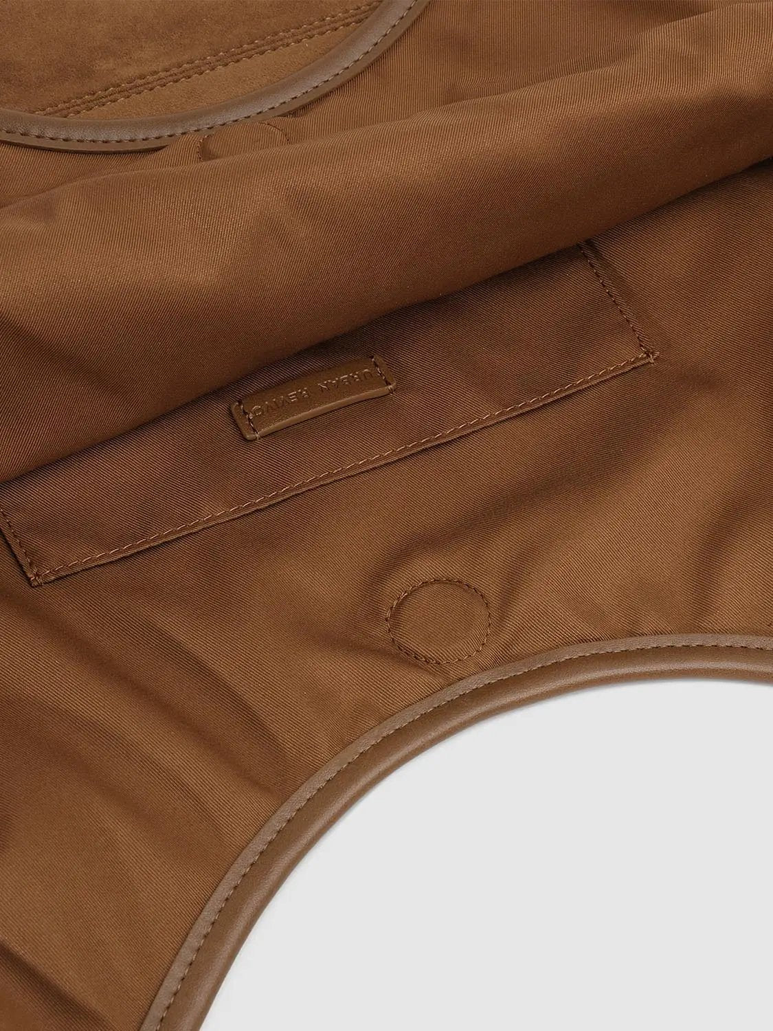 Studded Textured Brown Fabric Shoulder Bag