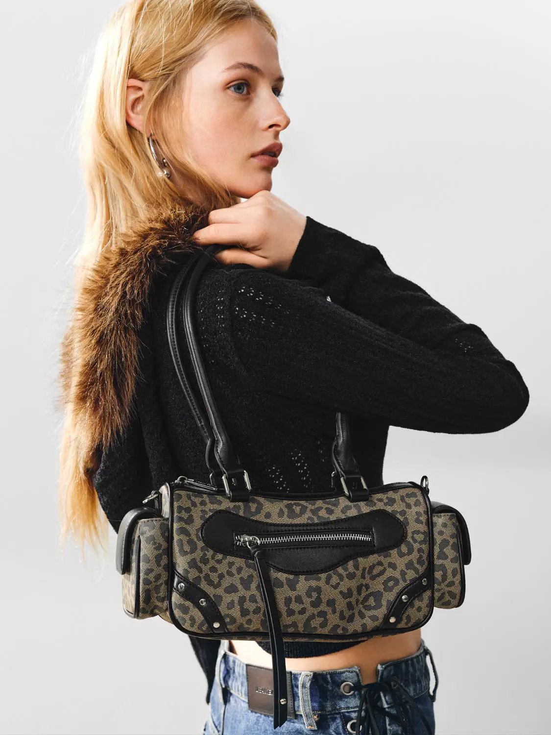 Leopard print Print Shoulder Bag With Crossbody Strap